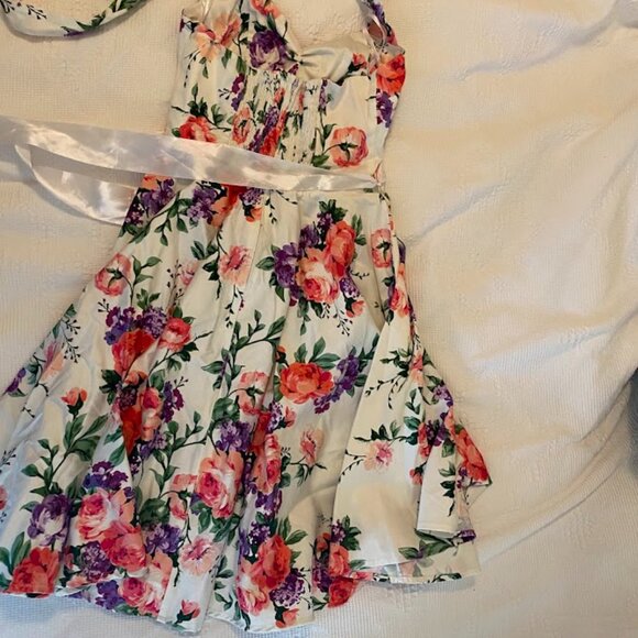 Grace Karin Vintage Halter Floral Print Sleeveless High Waist Ball Room dress - Picture 3 of 6